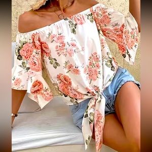 Beautiful, vintage, floral, print blouse size X large